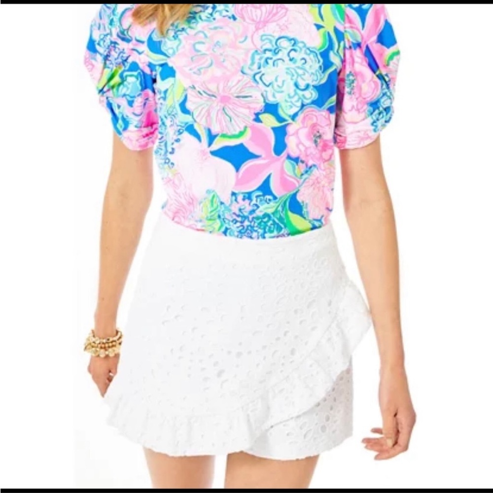 Lilly Pulitzer Ellia Eyelet Skort nwt size 4 Resort White Ditsy Vine